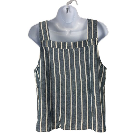 Sonoma Striped Denim Button-Front Tank Top With Tie Detail Size Small - Picture 4 of 8